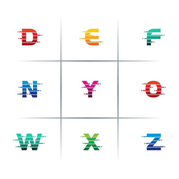 Logo Pixel Cut Letter Logo Design Set