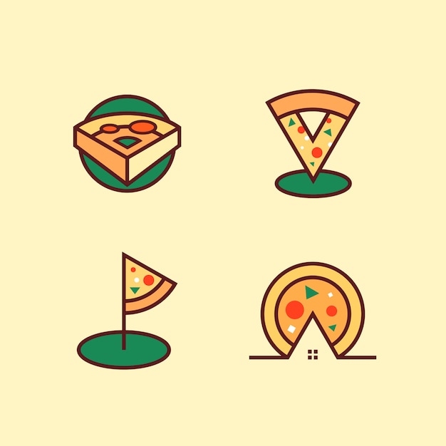 Logo Pizza Wektor Zestaw