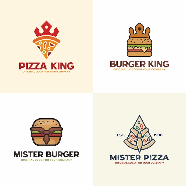 Logo Pizzy I Burgera. Kolekcja Logo żywności.