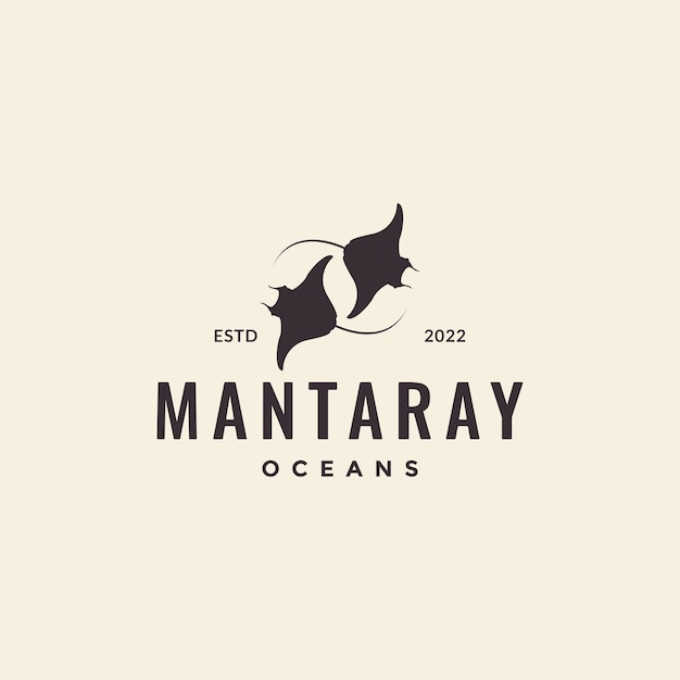 Logo Pływania W Stylu Vintage Manta Ray