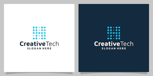 Logo Początkowa Litera H Streszczenie Z Ikonami Stylu Tech Dla Internetu Biznesowego I Technologii