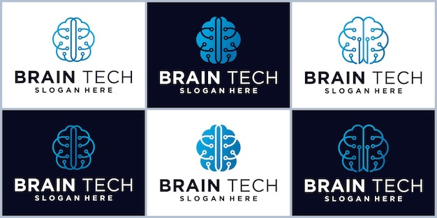 Logo połączenia mózgu technologia cyfrowa logo mózguBrain Technology Logo Design for science
