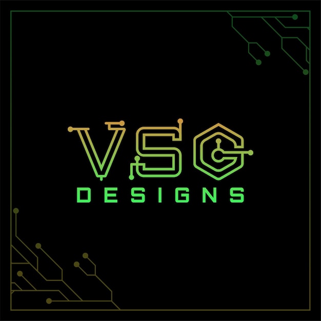 Plik wektorowy logo projektowe vsg dla instytutu projektowania technicznego. list techniczny vsg.