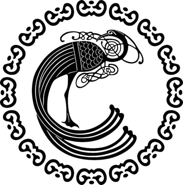 Logo Projektu Bażanta Z Kwiecistą Ramą Ręcznie Robiona Sylwetka Wektor 12