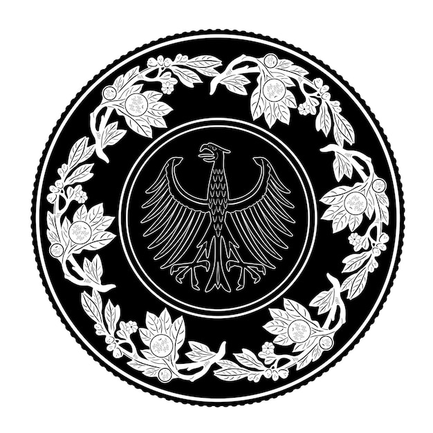 Logo Ptaka Orła Z Kwiecistą Ramą Ręcznie Robiona Sylwetka Model 141
