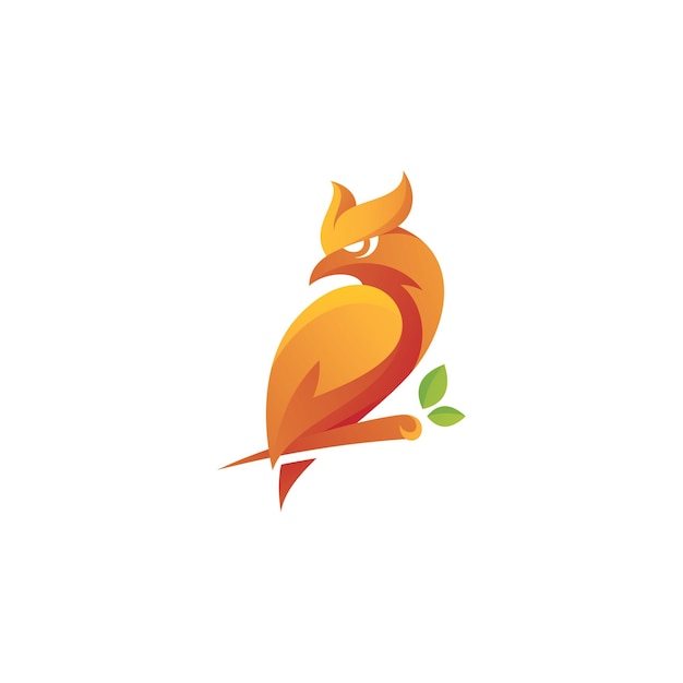 Logo Ptaka Sowy I Gałęzi Drzewa Ołowianego