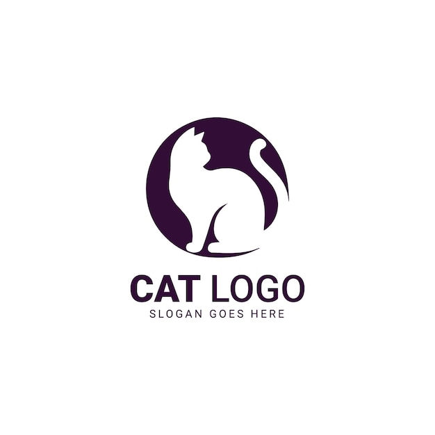 Logo purpurowej okrągłej sylwetki kota