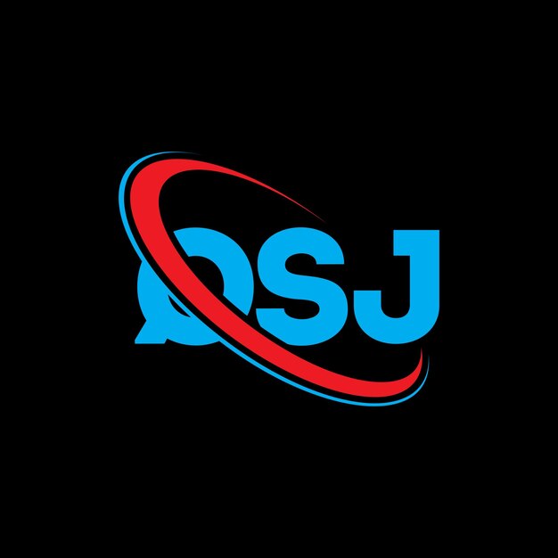 Plik wektorowy logo qsj (literatura qsj, inicjały qsj, połączone z okręgiem i dużymi literami) logo qsj (typografia dla biznesu technologicznego i marki nieruchomości)