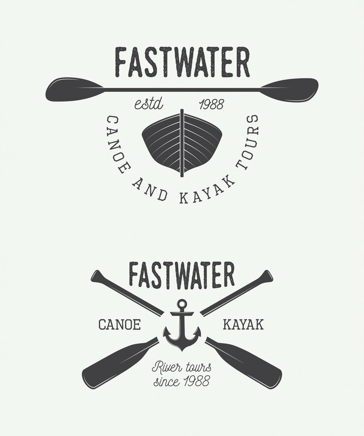 Wektor logo raftingu, etykiety