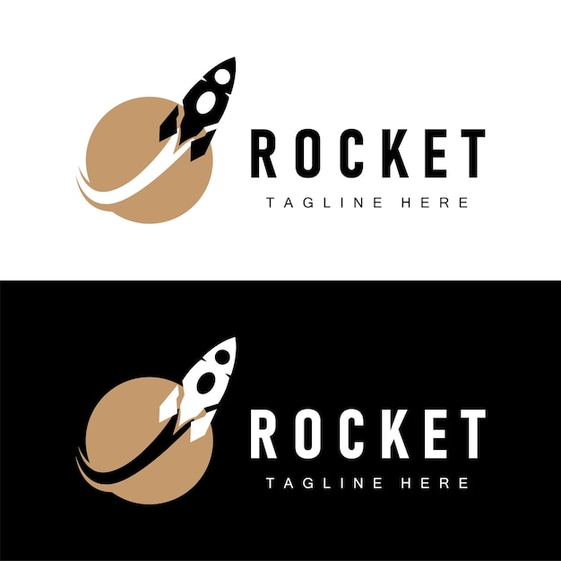 Logo rakiety prosty projekt sylwetka marki pojazd kosmiczny minimalistyczny szablon ilustracji