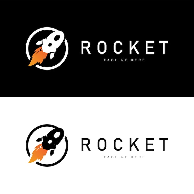 Logo rakiety prosty projekt sylwetka marki pojazd kosmiczny minimalistyczny szablon ilustracji