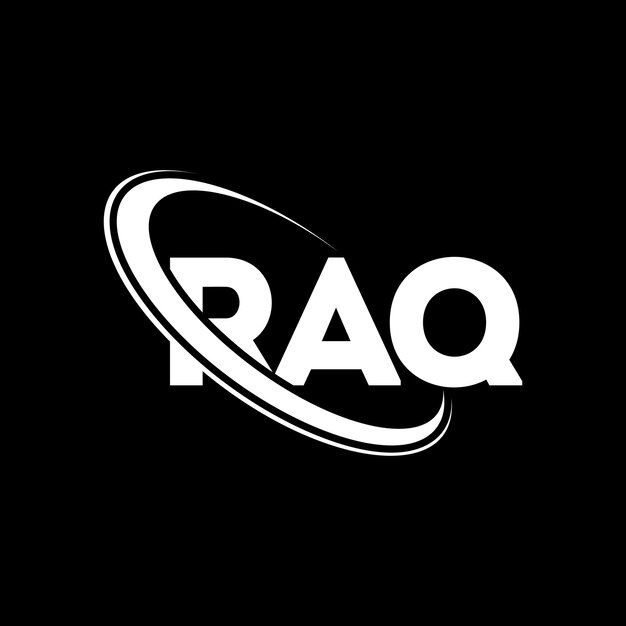 Logo RAQ (literatura RAQ) Projekt logo RAQ (inicjały RAQ) Logo RAQ powiązane z okręgiem i dużymi literami Monogram logo RAQ typografia dla biznesu technologicznego i marki nieruchomości
