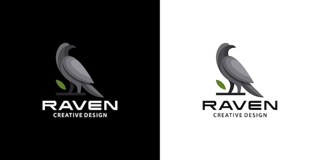 Logo Raven Bird, Nowoczesny, Czysty, Ciemny Kolor