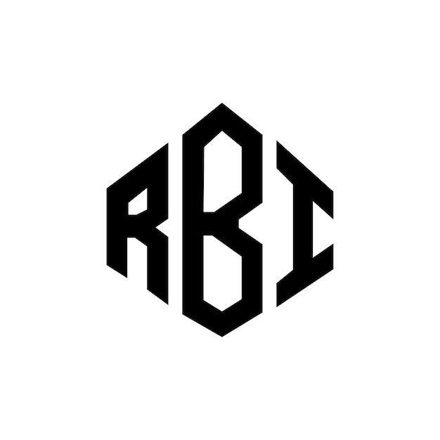 Logo RBI w kształcie wielobocza, wieloboczu i sześcianu, wektorowe, białe i czarne kolory, monogram RBI, logo biznesowe i nieruchomości