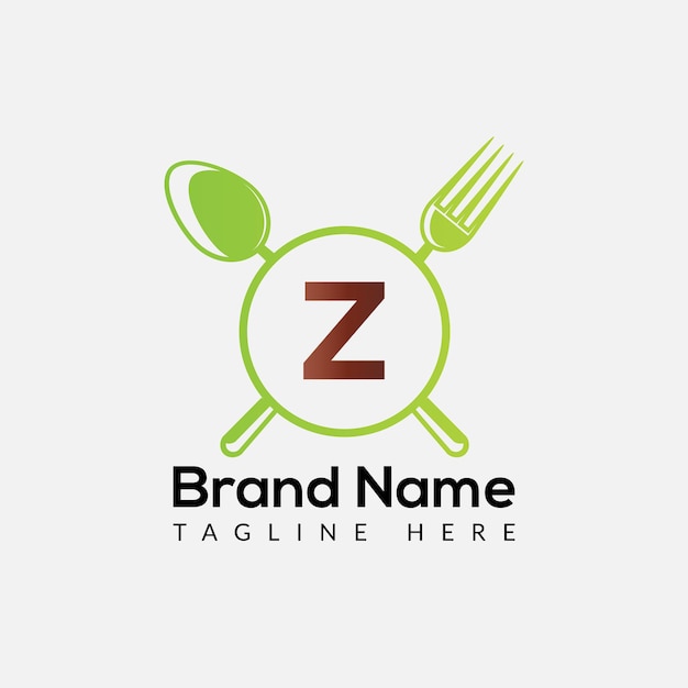 Logo Restauracji Na Szablonie Listu Z. Jedzenie Na Liście Z, Początkowa Koncepcja Znaku Szefa Kuchni