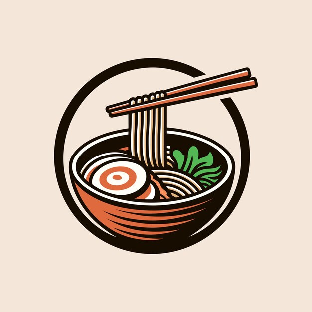 Logo Restauracji Ramen Bowl Vintage Badge