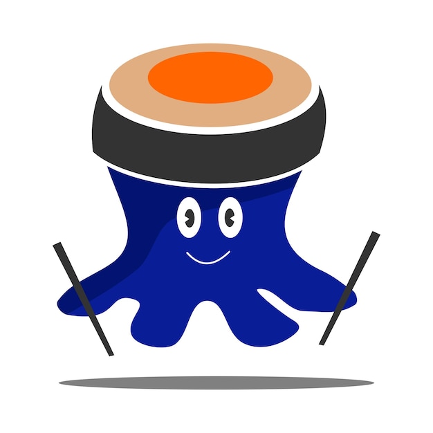 Logo Restauracji Sushi Octopus Ikona Ilustracja Tożsamość Marki