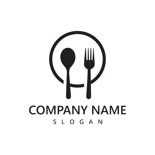 Logo restauracji Szablon projektowania menu przy użyciu symbolu łyżki i widelca