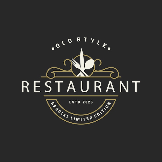 Plik wektorowy logo restauracji vintage retro business typografia design dla żywności cafe bar restauracja prosta ilustracja szablonu