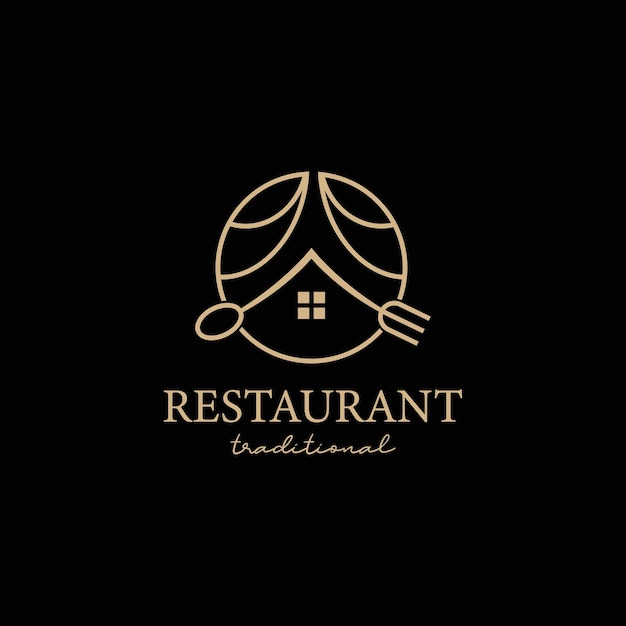 Plik wektorowy logo restauracji z tradycyjnym wzornictwem żywności, styl linii