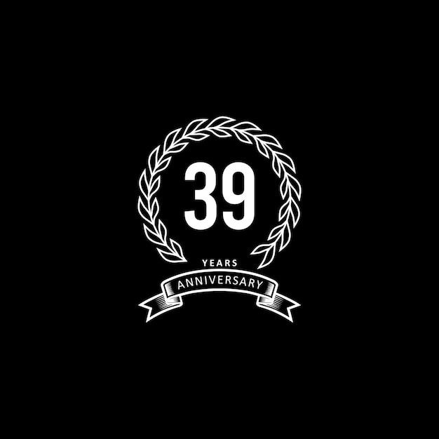 Plik wektorowy logo 39. rocznicy z białym i czarnym tłem