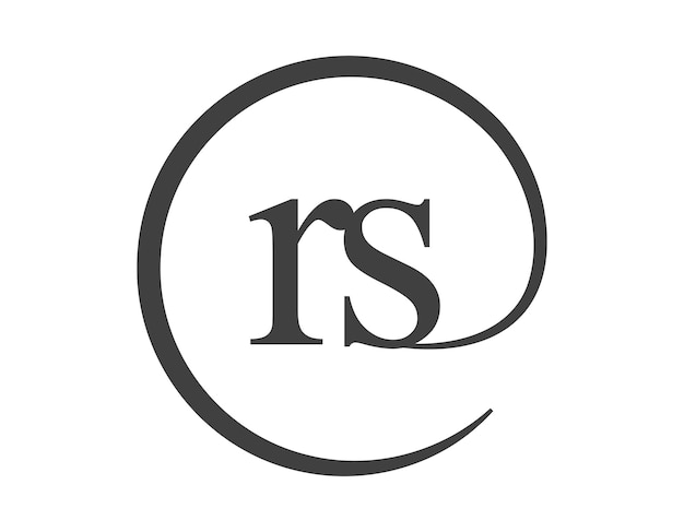 Logo RS z dwóch liter w kształcie okręgu w stylu znaku e-mail R i S okrągły logo firmy biznesowej