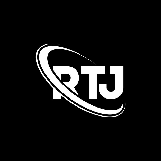 Plik wektorowy logo rtj (litera rtj) - inicjały logo rtj połączone z okręgiem i dużymi literami, logo rtj (typografia dla biznesu technologicznego i marki nieruchomości)
