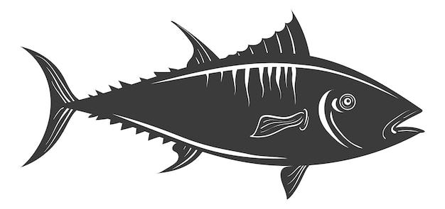Logo Ryby Morskiej Ikona Tuńczyka Czarna Sylwetka Zwierzęcia