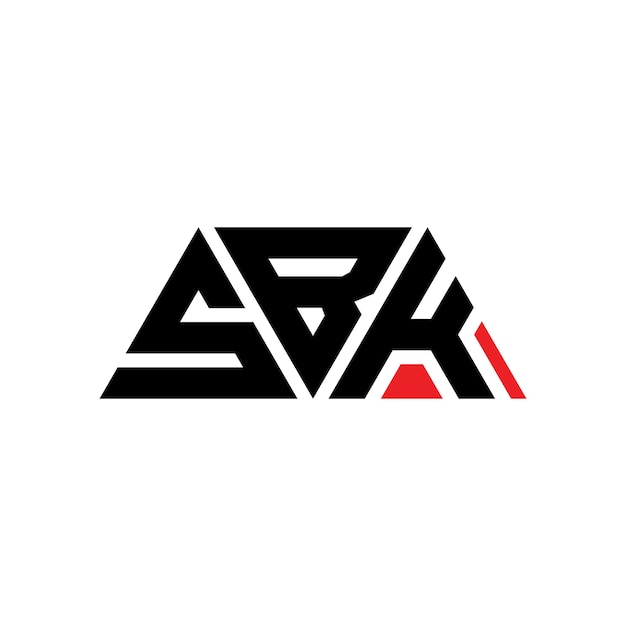 Logo SBK trójkątne z kształtem trójkąta, monogramem, wektorowym logo SBK z czerwonym kolorem, proste, eleganckie i luksusowe logo SBK