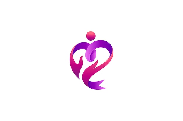 Logo Serca Lub Miłości Z Ręką I Ludźmi Kształtuje Dobre Dla Organizacji Charytatywnej Lub Fundacji Opieki Społecznej I Opieki Zdrowotnej Lub Medycznej
