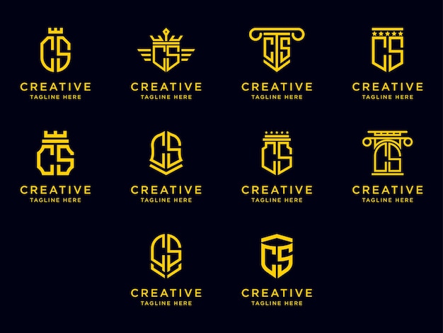 Plik wektorowy logo set cs nowoczesny projekt graficzny, inspirujący projekt logo dla wszystkich firm. -wektory