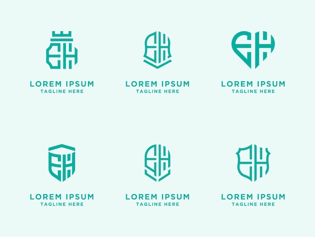 Logo Set Eh Nowoczesny Projekt Graficzny, Inspirujący Projekt Logo Dla Wszystkich Firm. -wektory