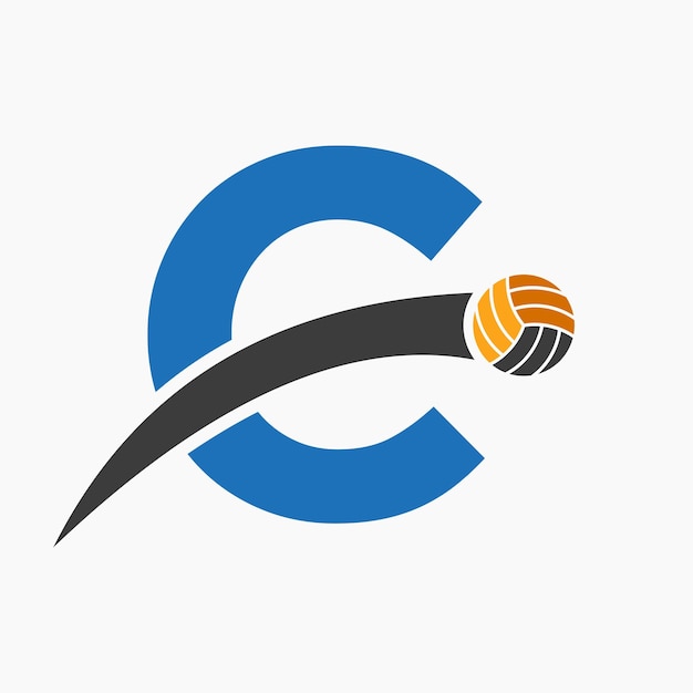 Logo Siatkówki Na Literę C Z Ruchomym Symbolem Piłki Do Siatkówki