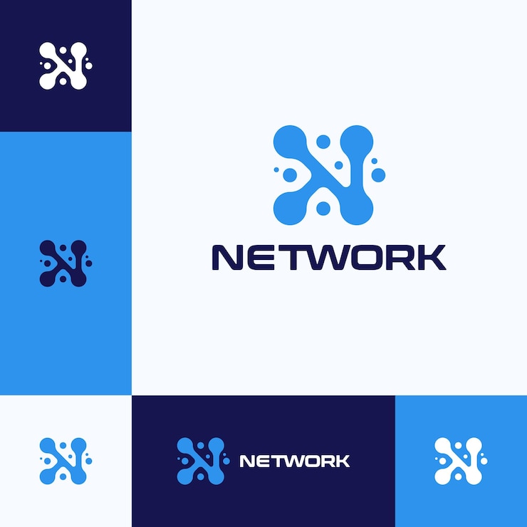 Wektor logo sieci litera n logo technologia logo firmy