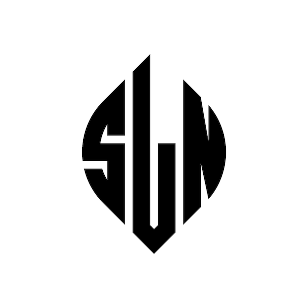 Plik wektorowy logo sln o kształcie okręgu i elipsy, trzy inicjały tworzą okrągłe logo sln, emblemat okrągły, abstrakcyjny monogram, znak litery, wektor