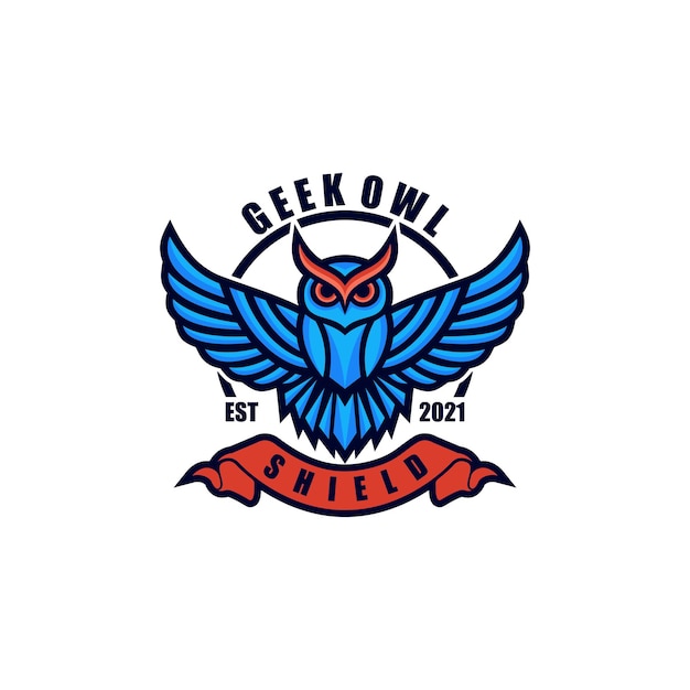 Logo Sowa Kolor Odznaka Styl.