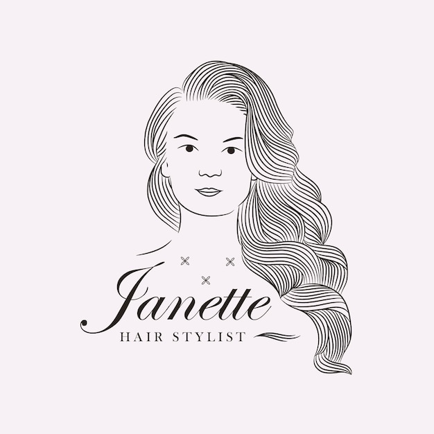 Logo Stylisty Włosów Janette Projekt Logo W Stylu Vintage Logo Fryzjera