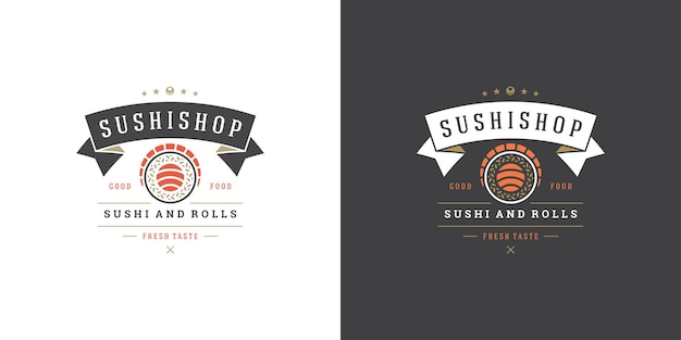Logo Sushi I Znaczek Restauracji Japońskiej żywności