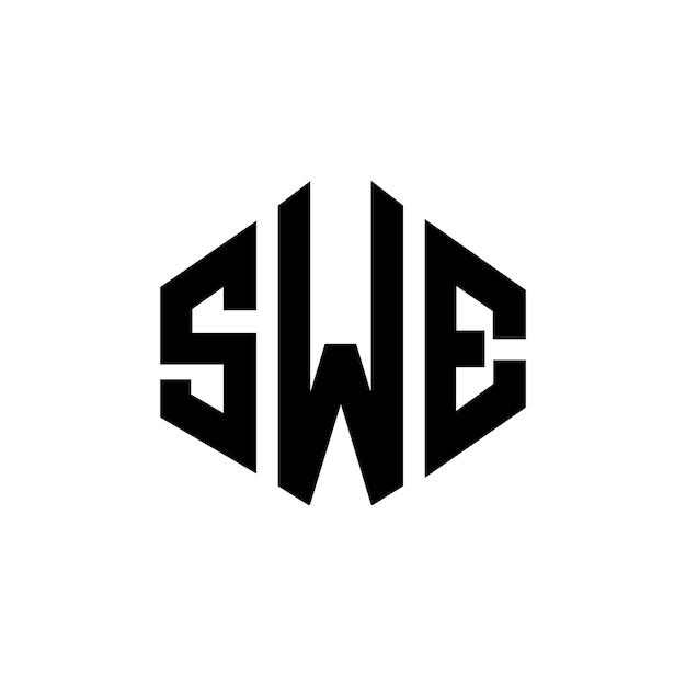 Plik wektorowy logo swe w kształcie wieloboku swe wieloboku i sześcianu swe sześciokątny wektorowy szablon logo kolory białe i czarne swe monogram logo biznesowe i nieruchomości