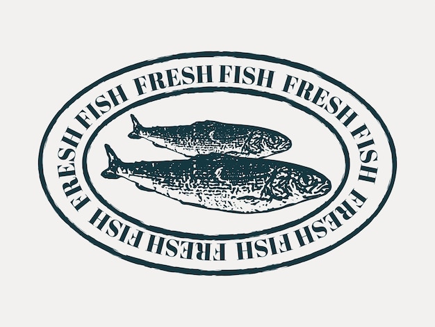 Logo świeżych Ryb, Etykiety I Element Projektu. Ryba Naklejka Do Druku