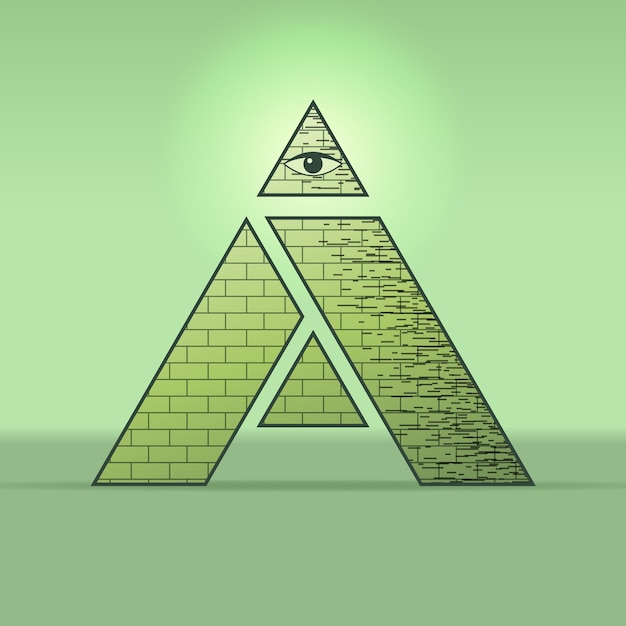 Plik wektorowy logo sztucznej inteligencji koncepcja piramidy z wszechwidocznym okiem ilustracja wektorowa