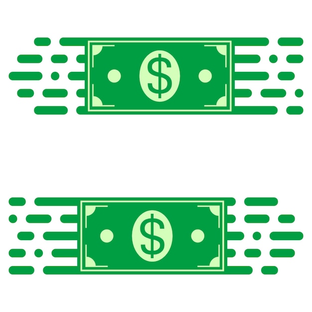 Logo szybki transfer pieniędzy banknot dolarowy w szybkim ruchu wektor koncepcji szybkiego transferu środków