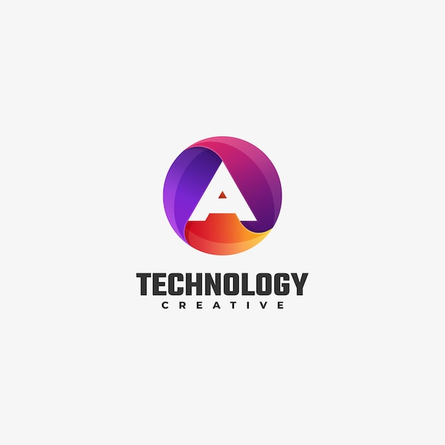 Logo Technologii Gradientu Kolorowy Styl.