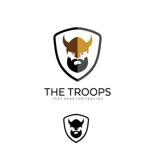 Logo The Troops Wiking Kapelusz Wektor Premium Z Brodą