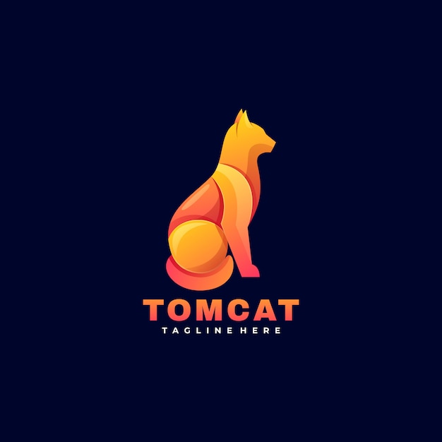 Logo Tom Cat Gradient Kolorowy Styl.