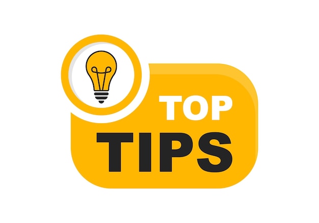 Logo Top tips z żarówką Plakietka Top tips
