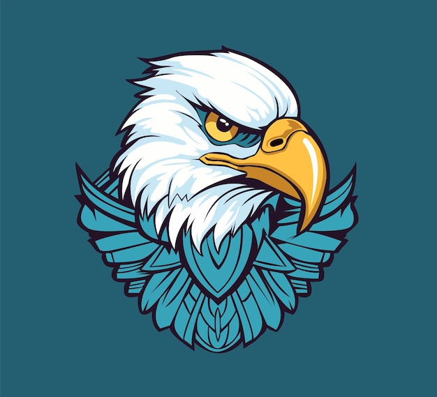 logo twarzy wściekłego orła z ilustracją wektorową skrzydeł
