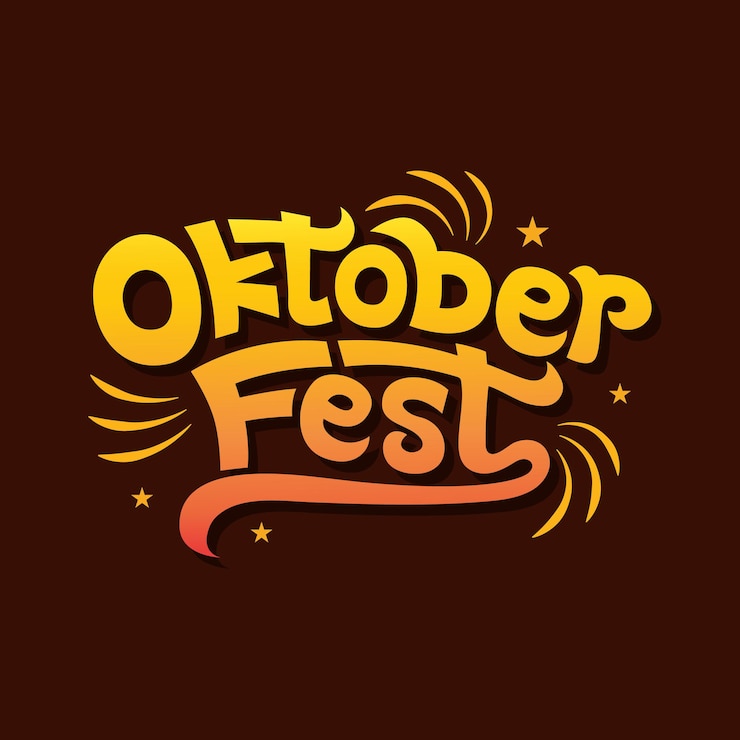Wektor logo typografii wektorowej oktoberfest z ilustracją konfetti logo nagłówka tekstu festiwalu piwa