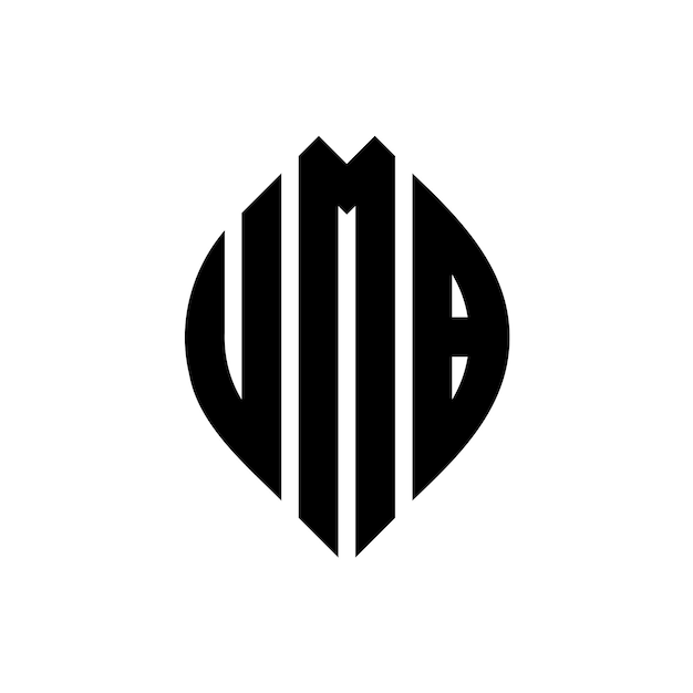 Plik wektorowy logo umb z okrągłymi literami w kształcie okręgu i elipsy umb z elipsami w stylu typograficznym trzy inicjały tworzą logo okrągłego umb krąg emblemat abstrakt monogram liczba mark wektor
