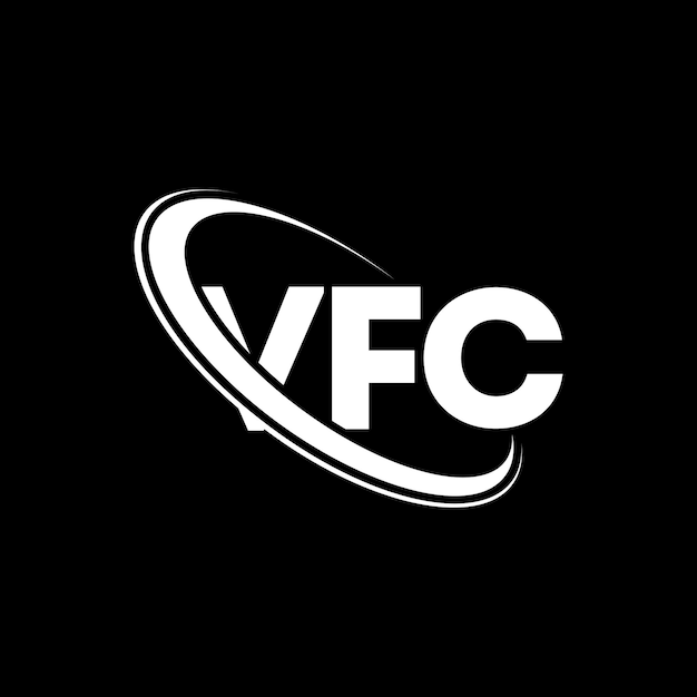 Plik wektorowy logo vfc (literatura vfc, inicjały vfc, połączone z okręgiem i dużymi literami) logo vfc (typografia vfc dla firmy technologicznej i marki nieruchomości)